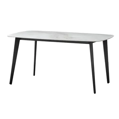 Produktbild von Casa Dolce SERINA Keramik Esstisch, weiß, 160x90x76 cm, Marmormuster, abgerundete Ecken, 150 kg Tragfähigkeit