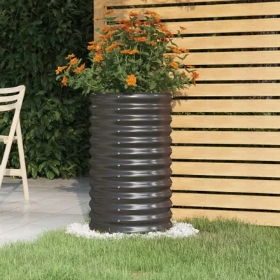 Produktbild von "Rabatt" Pflanzkübel modernem Design - Blumentopf/Pflanzkasten - Verzinkter Stahl 40x40x68 cm Anthrazit - Beete CC8171