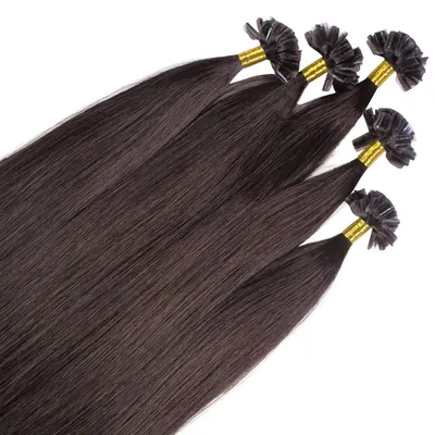 Immagine prodotto di hair2heart Premium Extension capelli umani lisci - 25 ciocche 0,8g 40cm 4/0 marrone medio