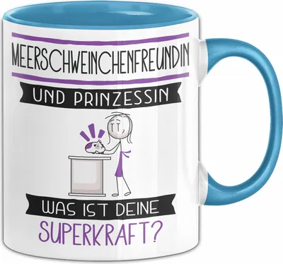 Produktbild von Meerschweinchenfreundin Und Prinzessin Tasse Geschenk Für Eine Meerschweinchenfreundin Geburtstag Was Ist Deine Superkraft (Blau)