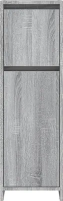A vertical shot of a gray wooden cabinet.