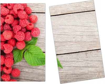 Produktbild von Spritzschutz Herdabdeckplatte Schneidebrett aus Glas Himbeeren frisch und reif 2-Teilig (60x52cm)