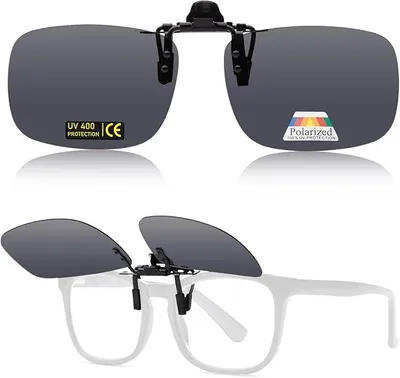 Produktbild von GKA polarisierte Sonnenbrille Aufsatz Clip on grau Überbrille für Brillenträger Sonnenbrillenaufsatz 100% UV400 klappbar Aufsatz über Brille