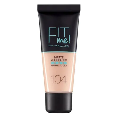 Zdjęcie produktu dla Maybelline, Fit Me Matte + Poreless, Liquid Foundation, 104, Soft Ivory, 30 ml