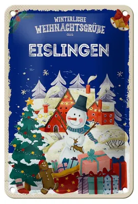 Produktbild von Blechschild Weihnachtsgrüße EISLINGEN Geschenk Dekoration  12x18cm