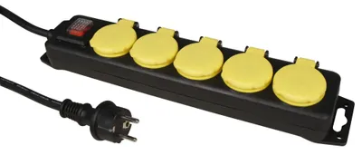 Produktbild von Steckdosenleiste, 5-fach, IP44, Kinderschutz, bel.
