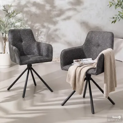 Produktbild von home24 Gartenstuhl - 2er-Set - Stahl - Schwarz / Grau