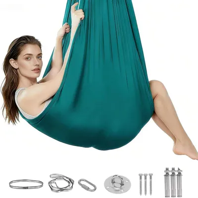 Zdjęcie produktu dla Hamak do aerial jogi, 150x280 cm, z akcesoriami, do 200 kg, do użytku domowego