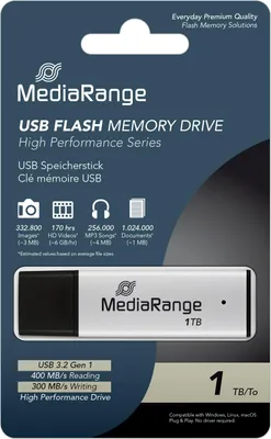 Produktbild von Mediarange USB Stick 1TB Speicherstick High Performance silber USB 3.2 Gen 1
