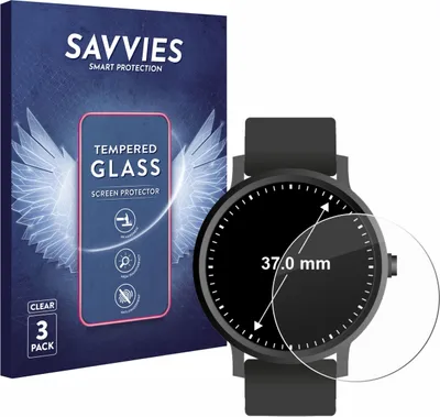 Produktbild von 3x Savvies Schutzglas für Kreisrunde Displays (ø: 37 mm) Displayschutz 9H Glas klar transparent