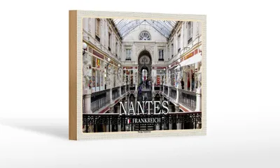 Produktbild von Holzschild Reise 18x12 cm Nantes Frankreich Passage Pommeraye