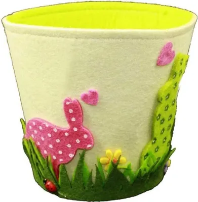 Produktbild von HAAC 2er Deko Filzkorb Ostern Osterkorb Osternest rund mit Hasen 15 cm x 13 cm