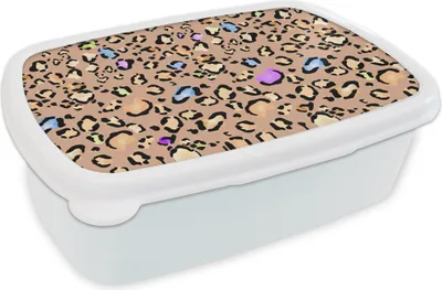 Produktbild von KitchenYeah® Lunchbox Brotzeit Brotdose 17x11 cm Pantherdruck - Regenbogen - Muster Kinder Brotzeitdose - Lunch Box - Kinder - Sandwich-Box - Schulbox - Lunch Boxen