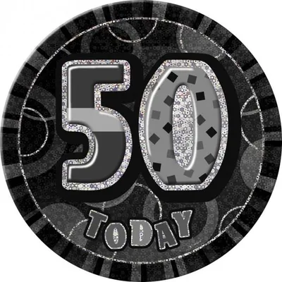 Produktbild von 50. Geburtstag | Button / Anstecker schwarz / silber