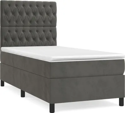 Produktbild von vidaXL Boxspringbett mit Matratze Dunkelgrau 90x200 cm Samt