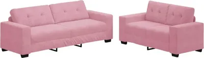 Image de Canapé 2 places vidaXL rose 221 x 80 x 80 cm en tissu
