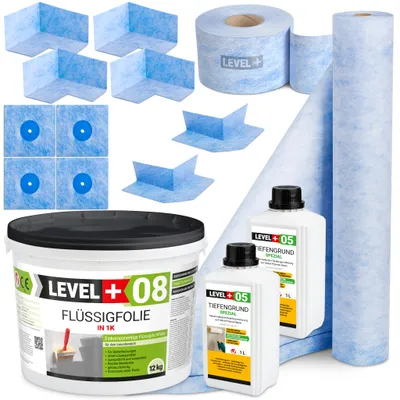 Produktbild von Dicht- Set für Bad Dusche ca 10m² Dichtbahn Flüssigfolie 12Kg Dichtband HQ SET41