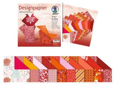Produktbild von URSUS Designpapier Ruby rot 20x20cm