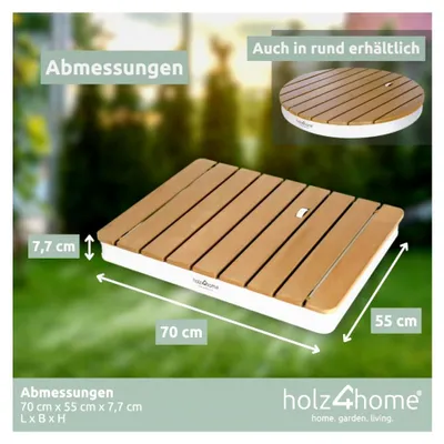 Produktbild von Bodendusche für Garten oder Pool I Eckig aus WPC und Aluminium I Höhenverstellbarer Wasserstrahl mit Fußrad I Saunadusche für den Außenbereich mit Gartenschlauchanschluss