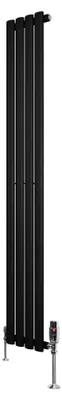 Productafbeelding van Radiator met thermostaaf en chromen ventiel – 1600 mm x 240 mm – Zwart