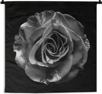 Produktbild von MuchoWow® Wandteppich Wandbehang Blumen - Rose - Schwarz - Weiß - Botanisch 60x60 cm Tapisserie Dekoration Wandtuch - Dekorationen - Wand Decke