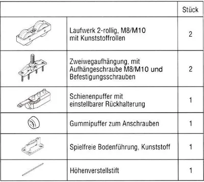 Produktbild von Beschlagset HAWA Junior 80/Z ohne Laufschiene