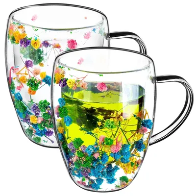 Image de Verres à thé - lot de 2 - 350 ml - verre - motif floral
