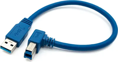 Produktbild von SYSTEM-S USB 3.0 Kabel 30 cm Typ B Stecker zu Typ A Stecker Winkel in Blau