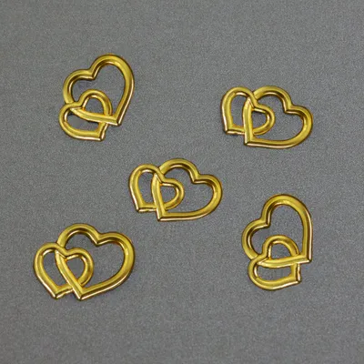 Produktbild von Oblique Unique 25x Konfetti Doppelherzen Herzen als Streudeko Tischdeko Hochzeitsdeko für Hochzeit Scrapbooking - gold