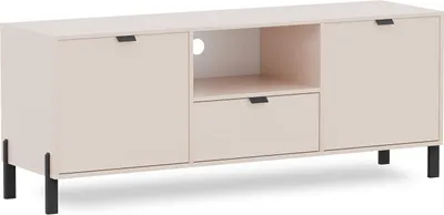 Produktbild von BETTSO Moderner zweitüriger RTV-Schrank CALMA mit Schublade für den Wohnbereich sandbeige