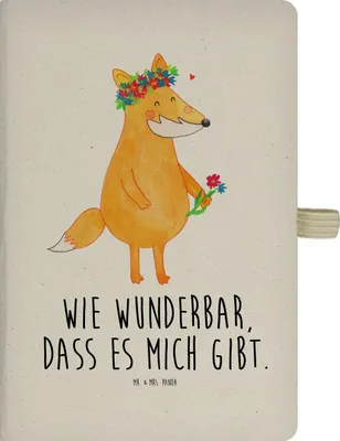 Produktbild von Mr. & Mrs. Panda Tagebuch Fuchs Blumen - Transparent - Geschenk, Kladde, Fox, Blumenkranz, Adressbuch, Skizzenbuch, Liebe, notizbuch, Selbstbewusst, Boho, Journal