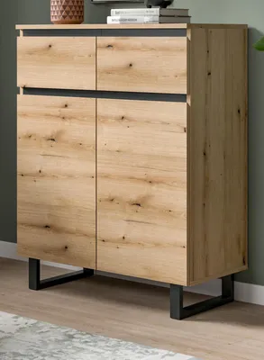 Produktbild von Kommode "Gelia" in Evoke Eiche und schwarz Highboard 80 x 99 cm, Soft-Close