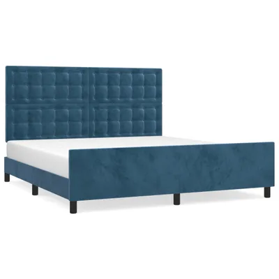 Immagine prodotto di vidaXL Struttura letto con testiera blu scuro 180x200 cm in velluto
