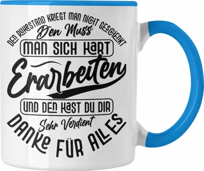 Produktbild von Trendation - Ruhestand Tasse Geschenk Rente Rentnerin Geschenkidee Spruch Abschied (Blau)
