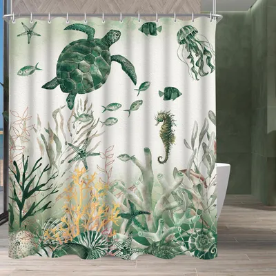 Productafbeelding van Douchegordijn, zeeschildpad, 240x200 cm, antischimmel, textiel