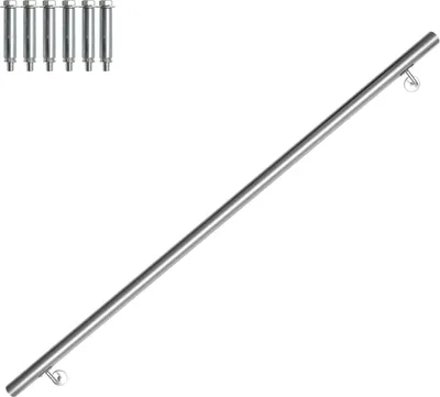 Immagine prodotto di Bettizia corrimano in acciaio inox 50 - 200 cm ringhiera per scale per interni ed esterni ringhiera a muro per scale in tubo di acciaio inox V2A, con materiale di montaggio, lunghezza: 150 cm