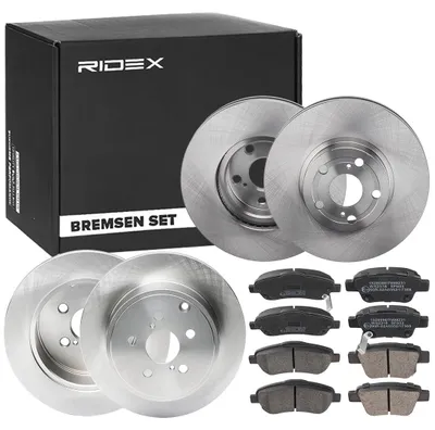 Produktbild von RIDEX Bremsenset Hinten Vorne Bremsscheiben Beläge Satz für TOYOTA AVENSIS Kombi (T25) 280,0 277mm