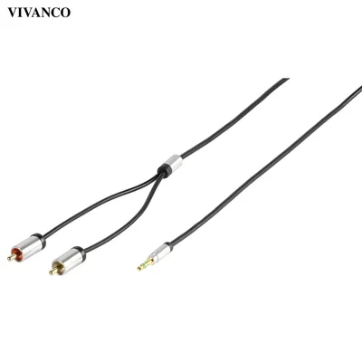Produktbild von ViVanco™41203, 2 x RCA, Männlich, 3.5mm, Männlich, 2,5 m, Schwarz
