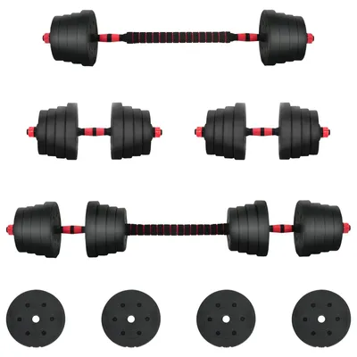 Produktbild von vidaXL 2-in-1 Hantelset 40kg Schwarz und Rot Zement und Eisensand