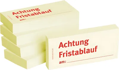 Produktbild von BIZSTIX Haftnotizen "Achtung Fristablauf am" 75 x 35 mm, 5x 100 Blatt