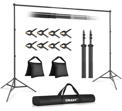 Zdjęcie produktu dla Statyw tła fotograficznego system tła - 2 x 3 m - Regulowany - Czarny - Studio fotograficzne