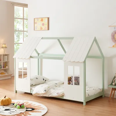 Obrázek produktu pro Dětská postel 'Tostedt' polootevřená 90x200cm mátově zelená/bílá
