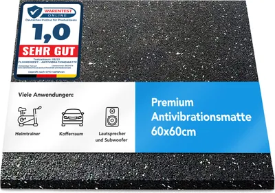 Produktbild von Premium Antivibrationsmatte für Waschmaschine Trockner Stärke 5 mm 60x60 cm