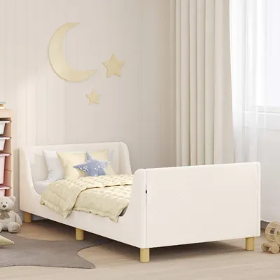 Produktbild von Maison Exclusive - Kinderbettgestell mit Kopfteil Creme 90 x 200 cm Bouclé