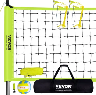 Produktbild von VEVOR Sieť na volejbal Výškovo nastaviteľná sieť na volejbal, prenosná sieť na plážový volejbal, vonkajšia sieť na volejbal Skladacia sieť na volejbal s volejbalovou loptou a taškou na prenášanie, na záhradu, plážový trávnik atď.