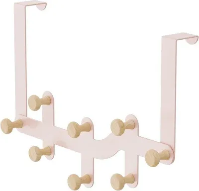 Immagine prodotto di Uniqoos® Armadio sopraporta rosa – Gancio da appendere per porta con 8 robusti ganci in legno, adatto per porte da 3 a 4,5 cm di spessore, dimensioni 40x23 cm, senza necessità di foratura