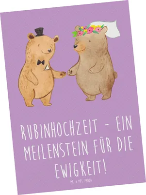 Produktbild von Mr. & Mrs. Panda Postkarte 40. Hochzeitstag Rubinhochzeit - Lavendeltraum - Geschenk, Heiraten, Liebe, Postkarten, Leidenschaft, romantische Sprüche, Designkarte, Heirat
