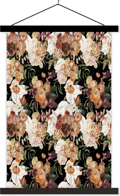 Produktbild von MuchoWow® Textilposter Blumen - Rosen - Pastell 120x180 cm mit schwarzem Rahmen - Fotos