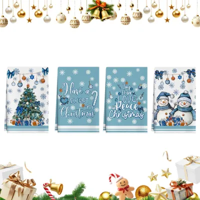 4er-Set Weihnachts-Geschirrtücher 40x60 cm, saugfähig