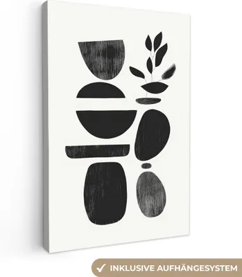 Produktbild von Leinwand Bilder 80x120 cm - Japandi - Figuren - Schwarz, Bild Modern, Wanddeko, Gemälde
